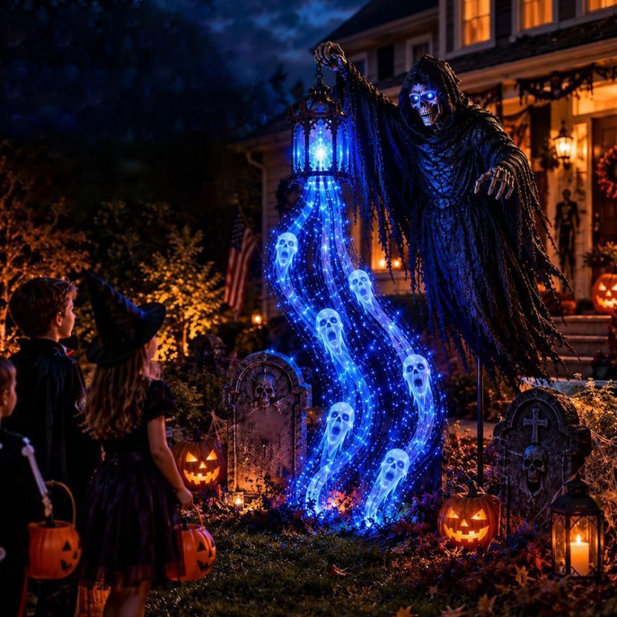 Halloween 75cm Grim Reaper Lantern for Garden Decor