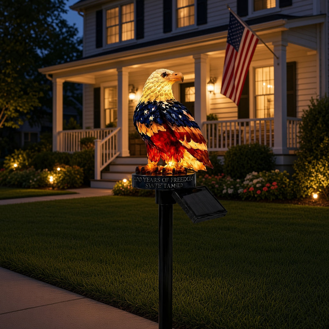 Solar Patriotic Bald Eagle Garden Stake Light