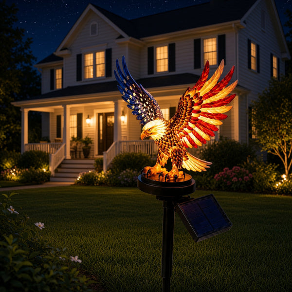 Solar Patriotic Bald Eagle Garden Stake Light