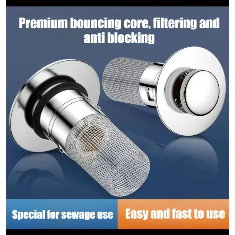 Bathroom Sink Drain Stopper with Stainless Steel Filter