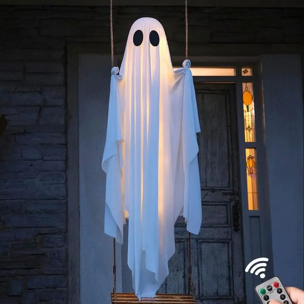 4FT Lighted Hanging Ghost on Swing with Remote