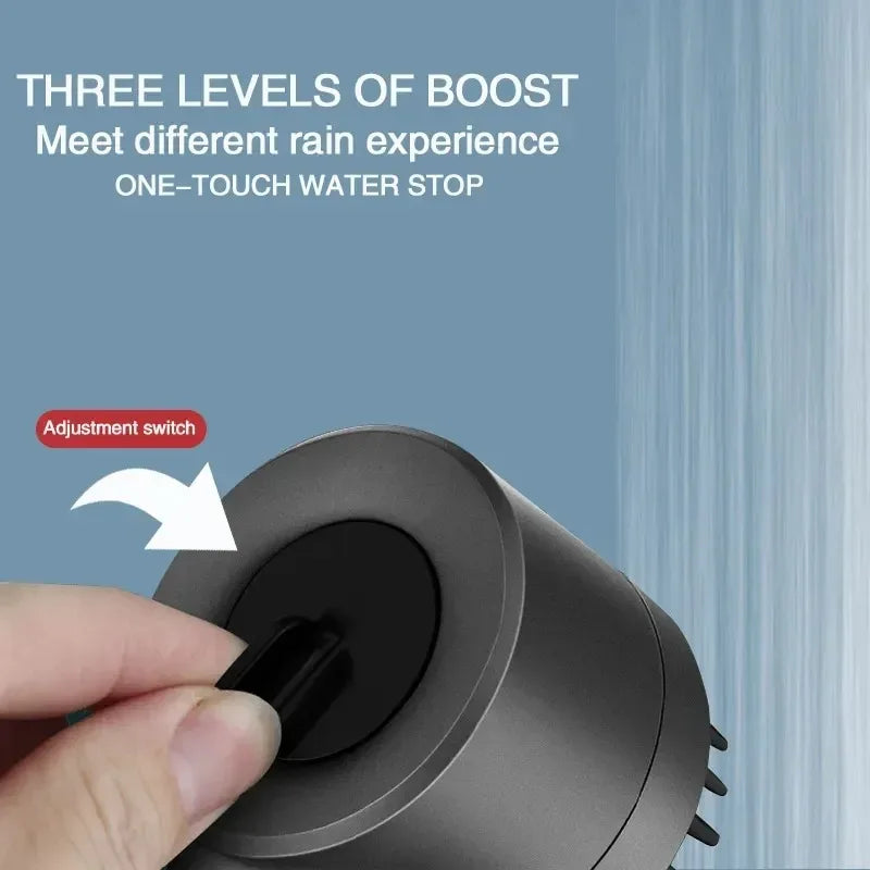 Pommeau de Douche Haute Pression 3 Modes, Brosse Massante et Filtre Intégré