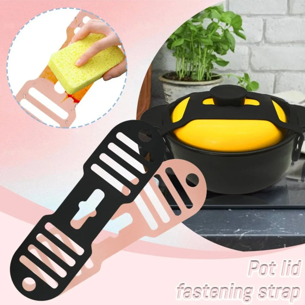 Silicone Pot Lid Strap - Adjustable Spill-Proof Cookware Holder