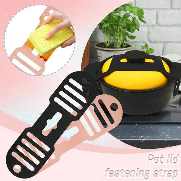 Silicone Pot Lid Strap - Adjustable Spill-Proof Cookware Holder