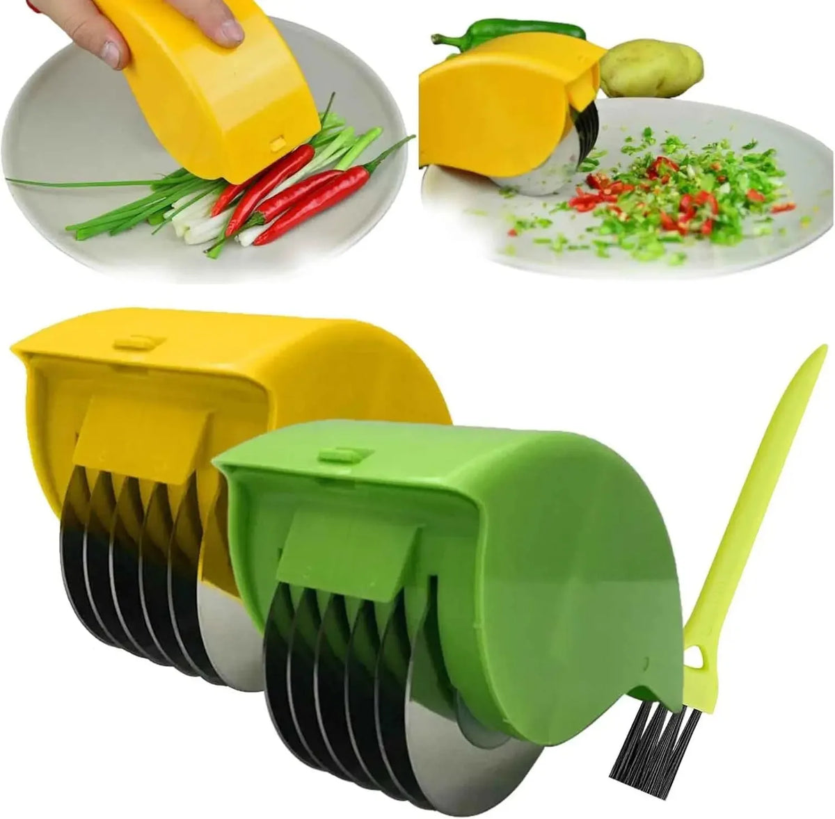Manual Vegetable and Herb Chopper Roller with 6 Blades