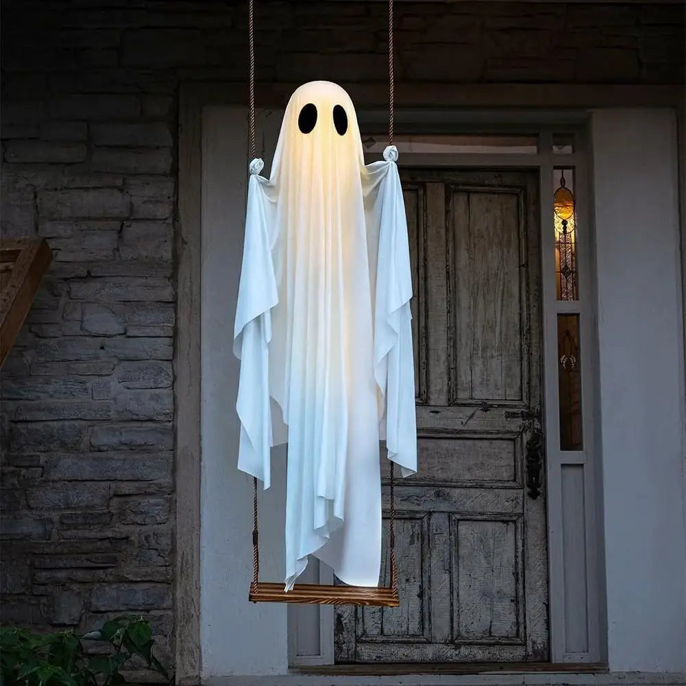 4FT Lighted Hanging Ghost on Swing with Remote