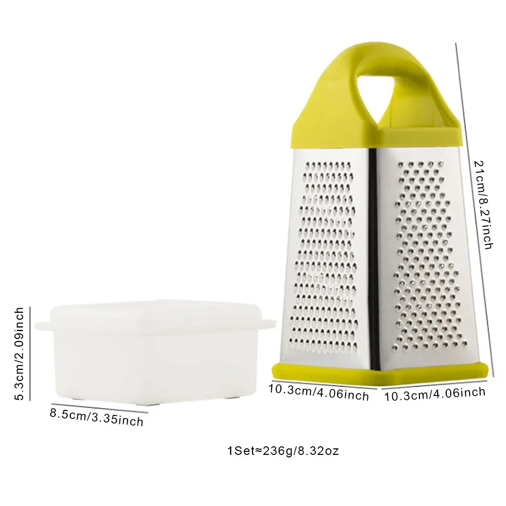 4-Sided Stainless Steel Box Grater for Cheese & Vegetables