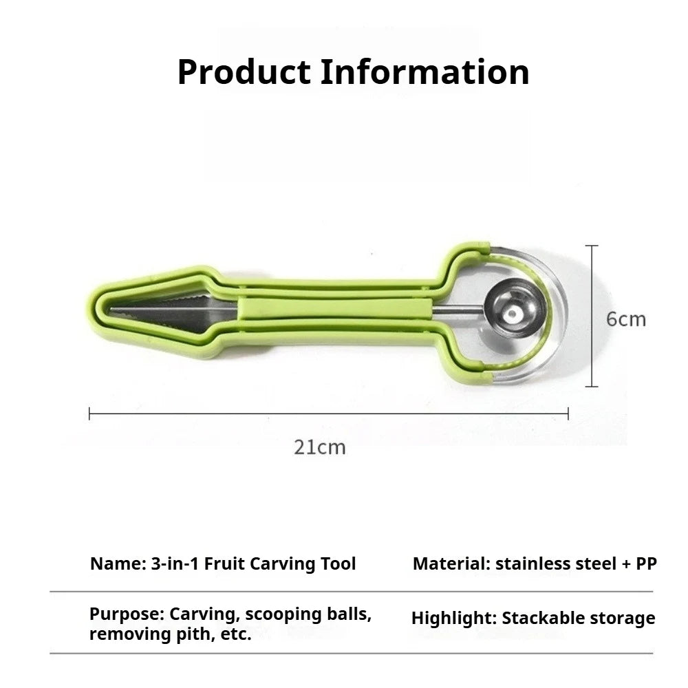 4-in-1 Stainless Steel Melon Baller and Fruit Carving Tool