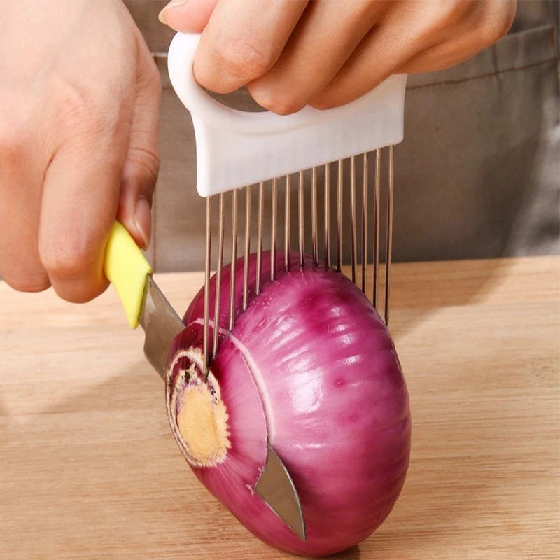 Onion Slicer Stainless Steel Holder for Chopping Vegetables Kitchen Tool