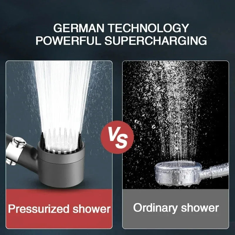 Pommeau de Douche Haute Pression 3 Modes, Brosse Massante et Filtre Intégré