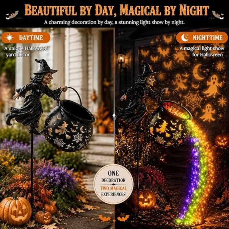 Halloween Witch Cauldron LED Garden Light – 1 or 2 Pack