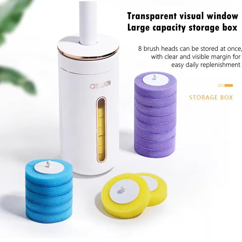 Wall Mounted Disposable Toilet Brush with Replaceable Heads