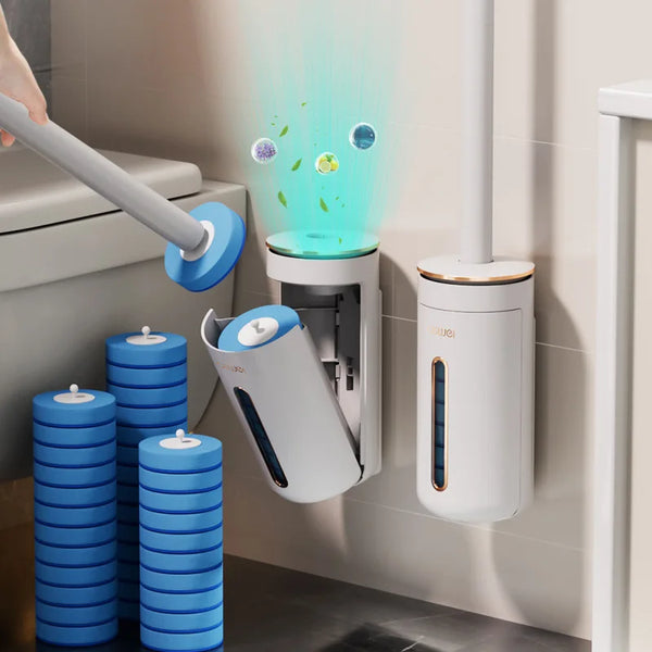Brosse de toilette jetable murale | Nettoyage de salle de bain à long manche
