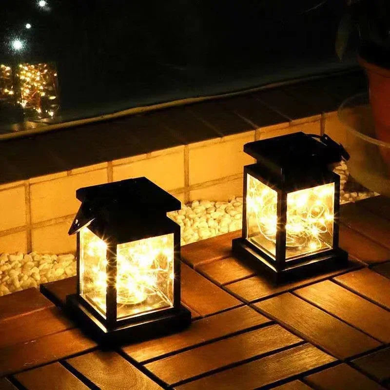Lanternes solaires suspendues, blanc chaud, lot de 2