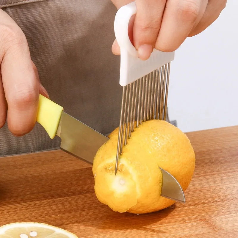 Onion Slicer Stainless Steel Holder for Chopping Vegetables Kitchen Tool