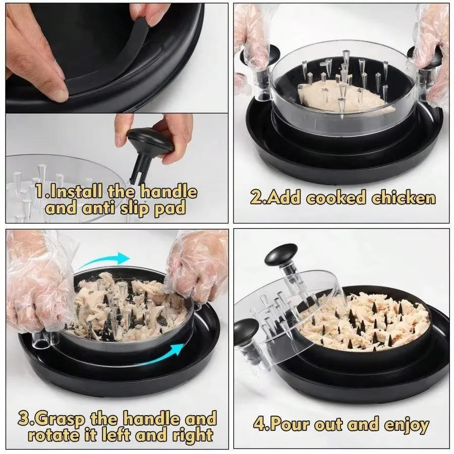 Chicken Shredder Tool with Clear Lid for Easy Meal Prep