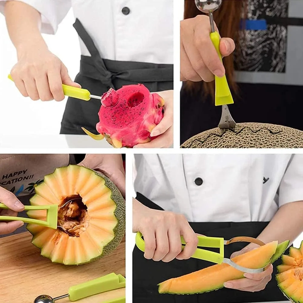 4-in-1 Stainless Steel Melon Baller and Fruit Carving Tool