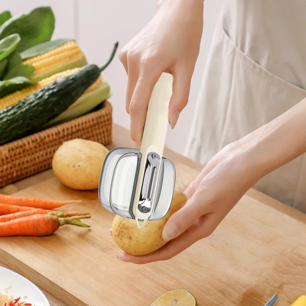Vegetable Peeler with Storage Box, Stainless Steel Blade