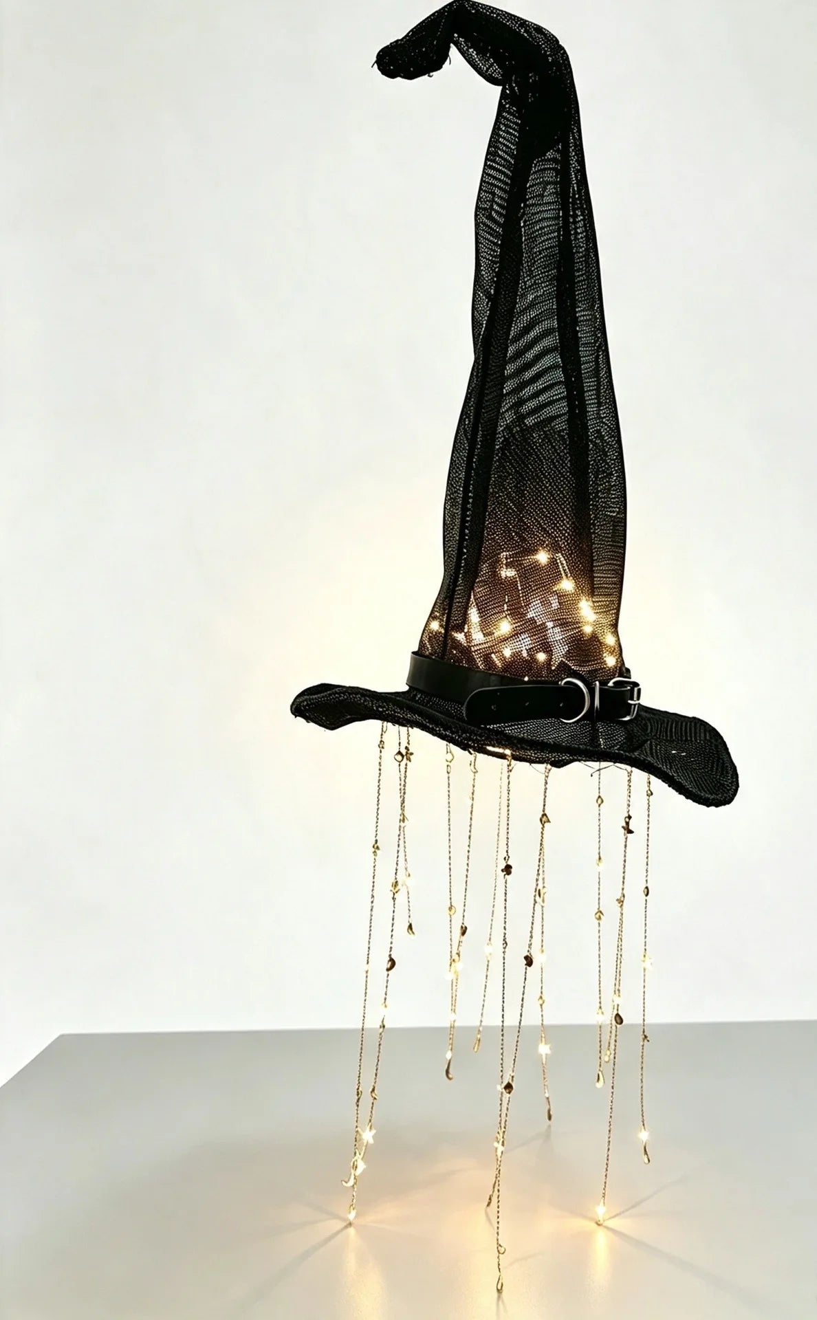 Halloween Lighted Witch Hat Chime with Cascading Stars