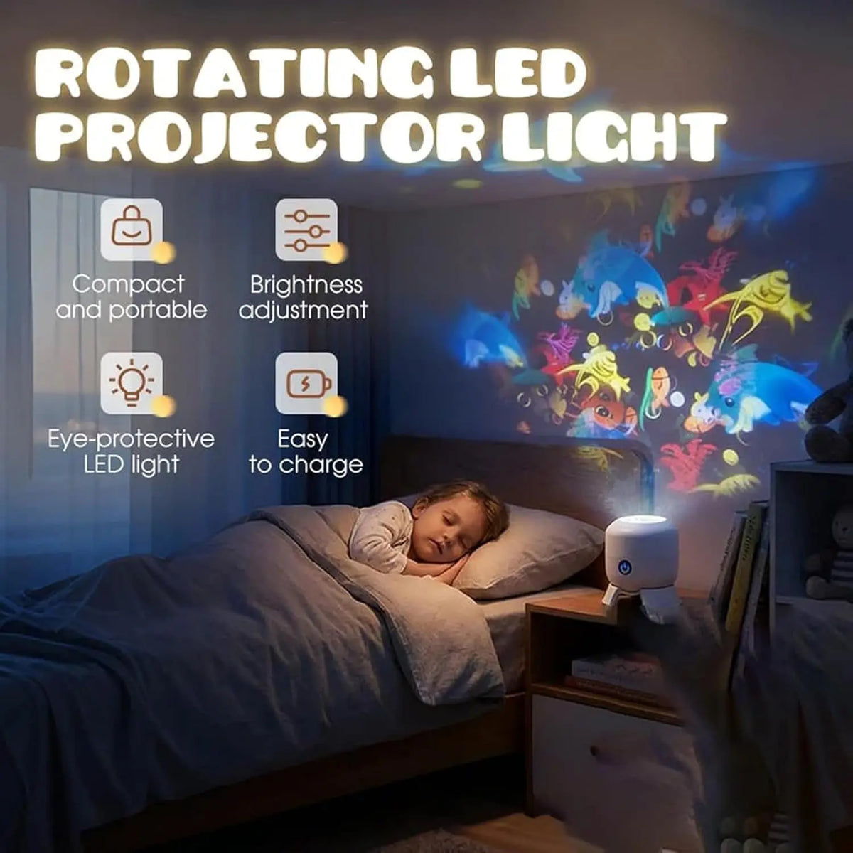 Projecteur veilleuse enfants animaux marins Lampe de plafond de chambre cadeau de sommeil bébé