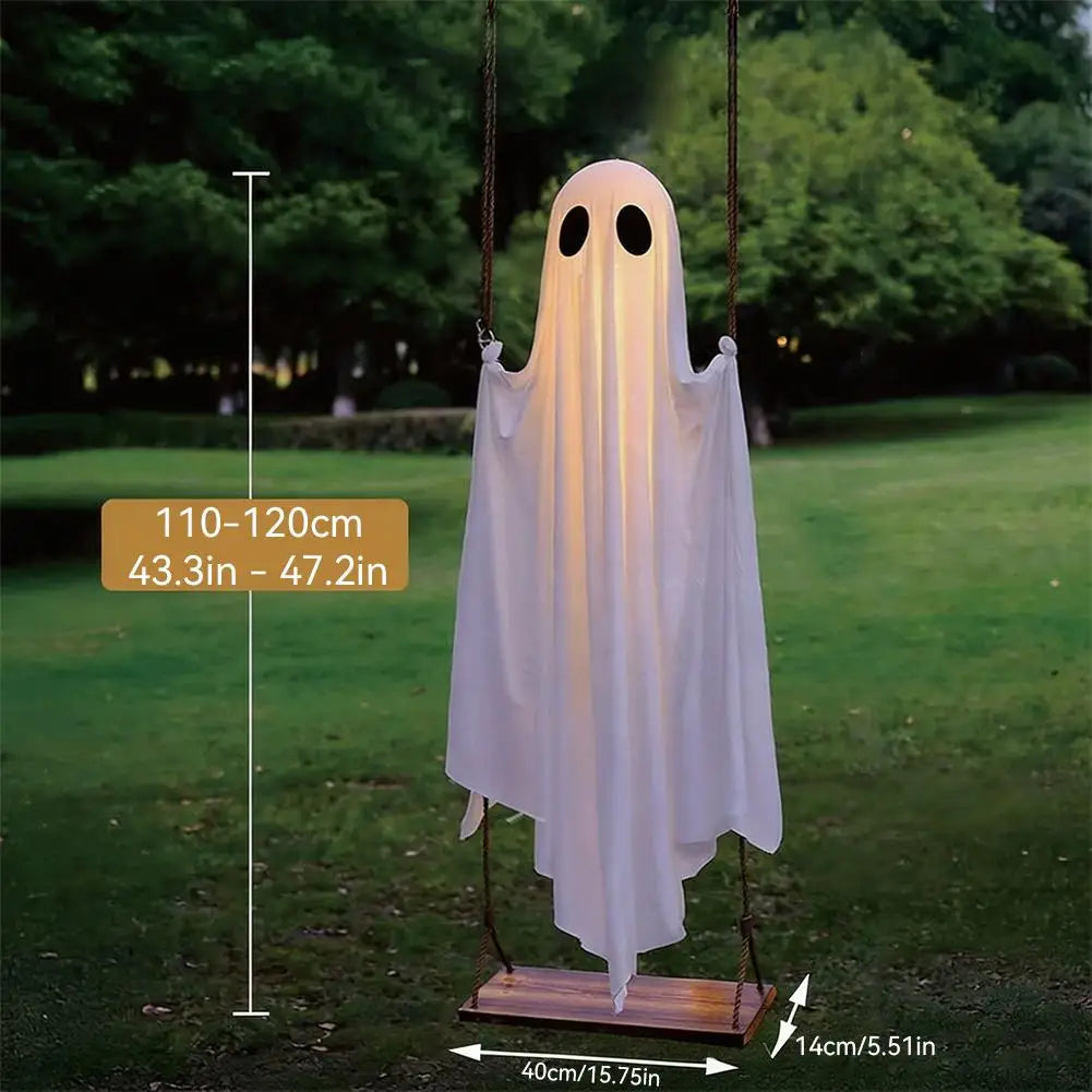 4FT Lighted Hanging Ghost on Swing with Remote