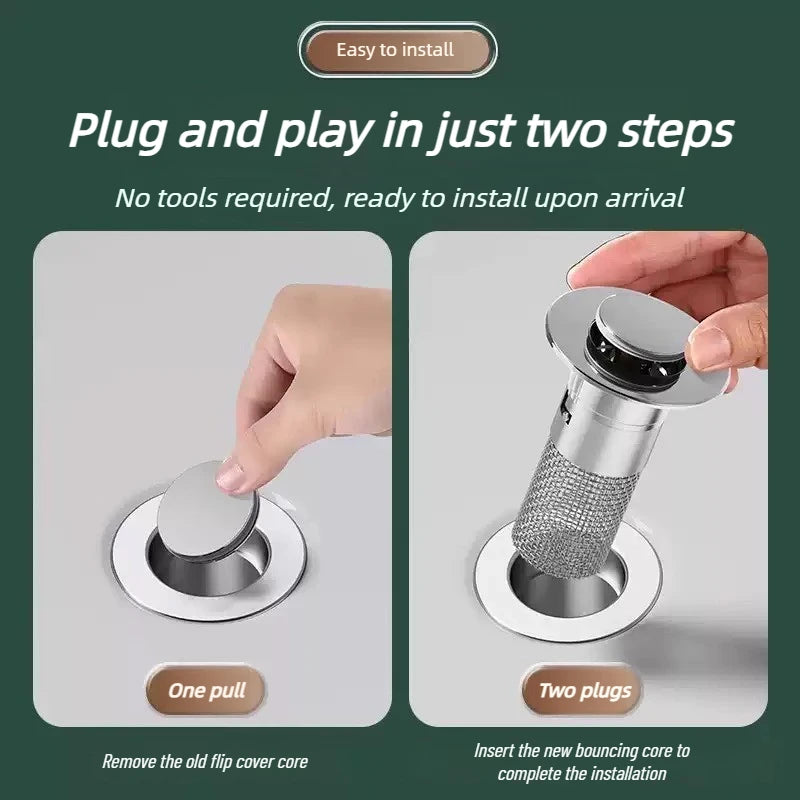 Bathroom Sink Drain Stopper with Stainless Steel Filter