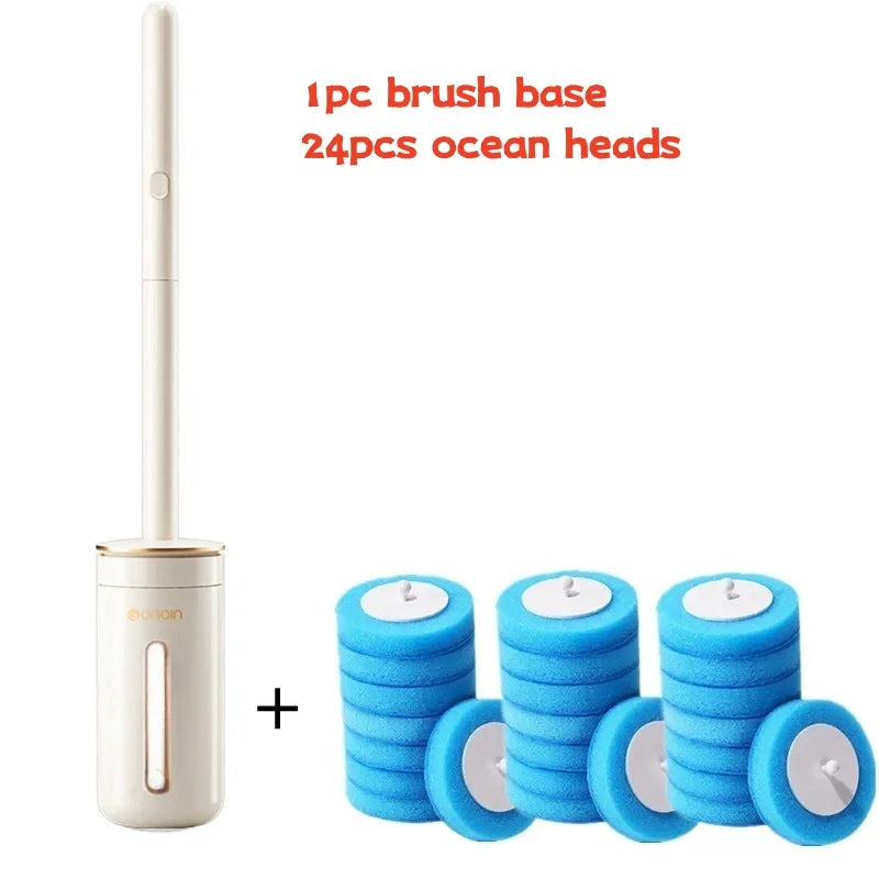 Wall Mounted Disposable Toilet Brush with Replaceable Heads