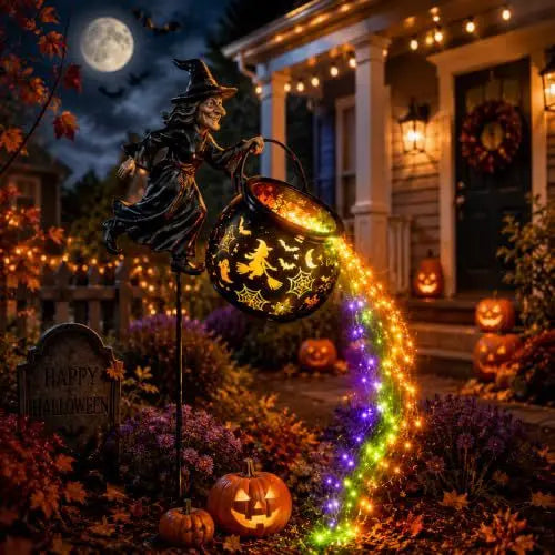 Halloween Witch Cauldron LED Garden Light – 1 or 2 Pack
