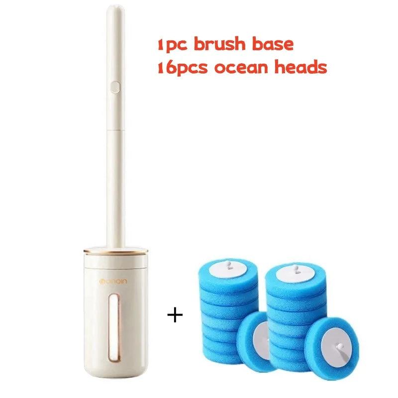 Wall Mounted Disposable Toilet Brush with Replaceable Heads