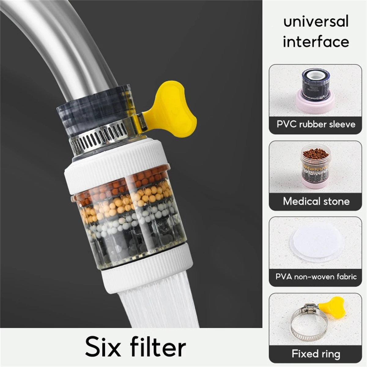 Universal Faucet Filter with Rotatable and Fixed Options