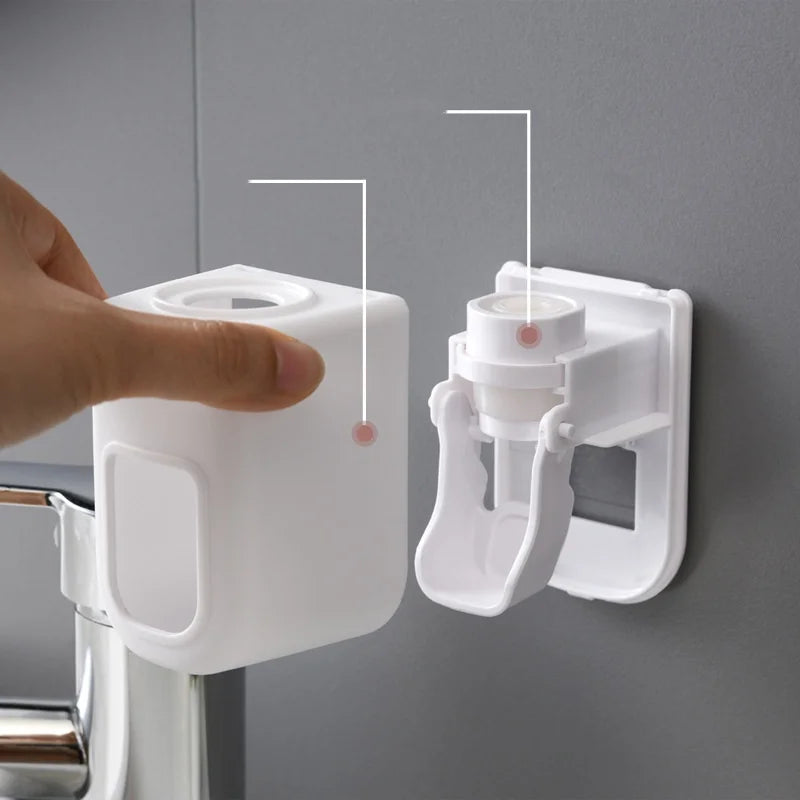 Wall Mount Toothpaste Dispenser and Toothbrush Holder