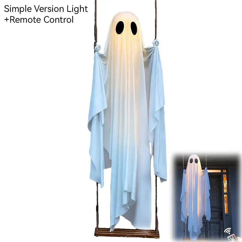 4FT Lighted Hanging Ghost on Swing with Remote