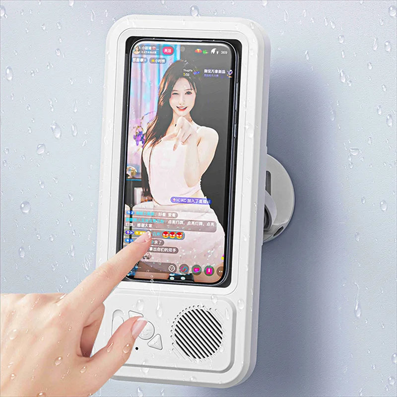 Shower Phone Holder with Bluetooth Speaker – Waterproof Mount
