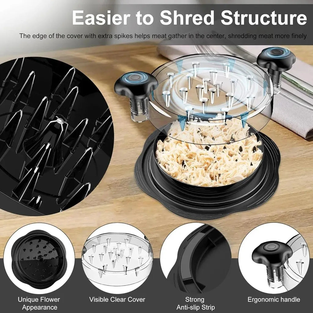 Chicken Shredder Tool with Clear Lid for Easy Meal Prep