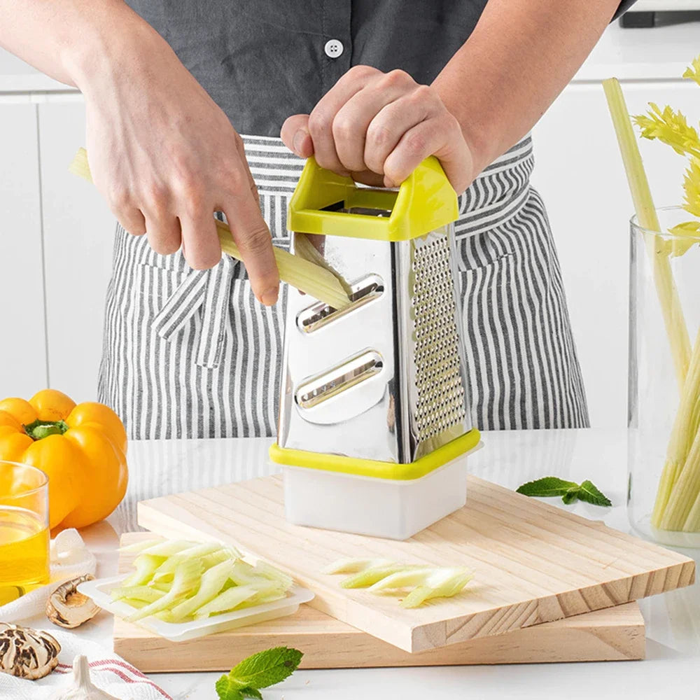 4-Sided Stainless Steel Box Grater for Cheese & Vegetables