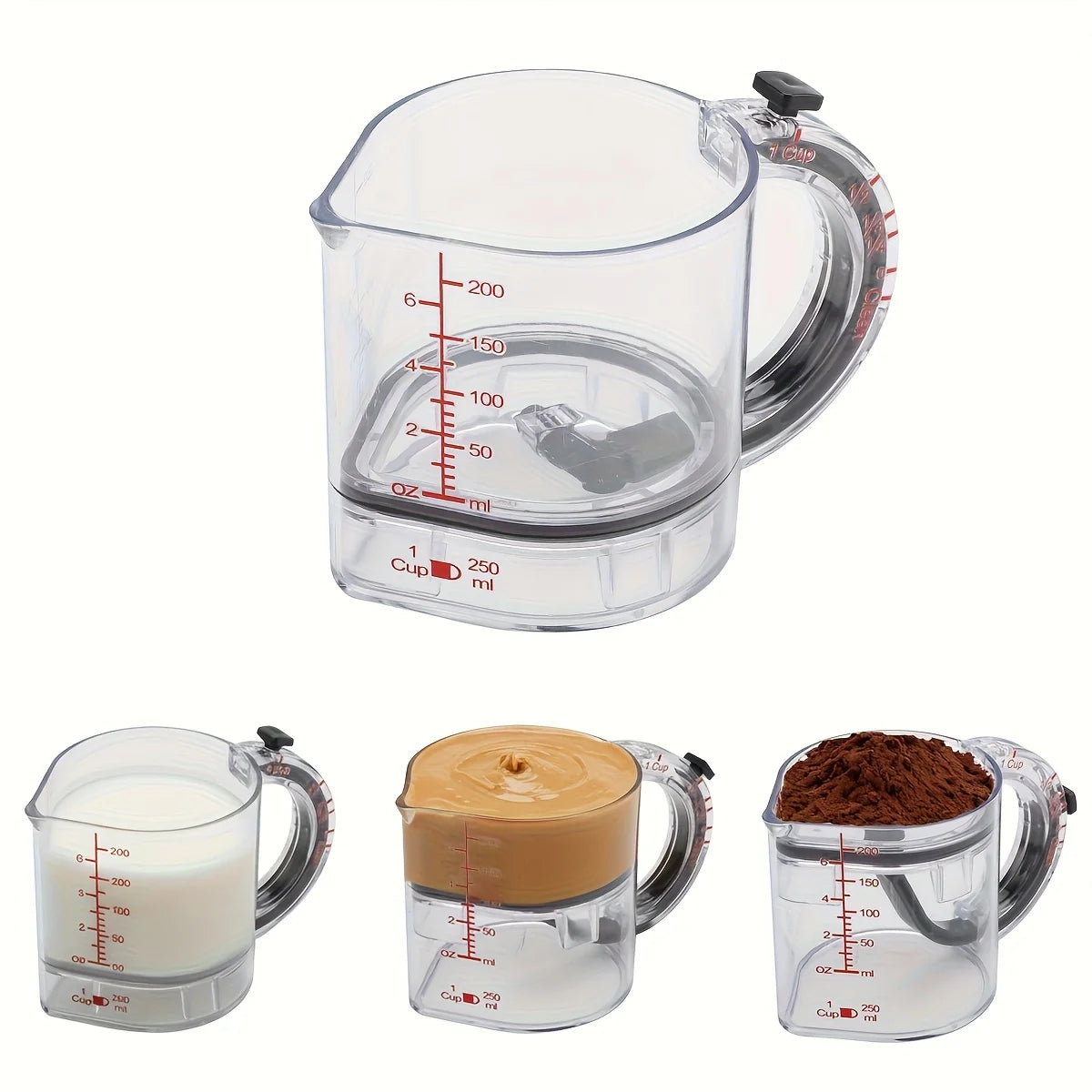 Adjustable 4-in-1 Measuring Cup with Scraper