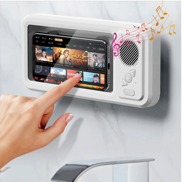 Shower Phone Holder with Bluetooth Speaker – Waterproof Mount