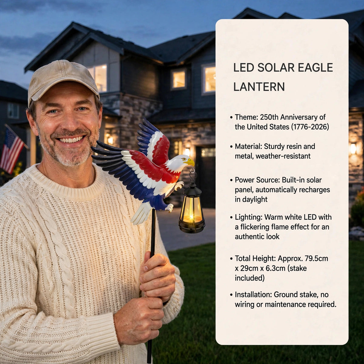 Lampe solaire Aigle, Patriotique