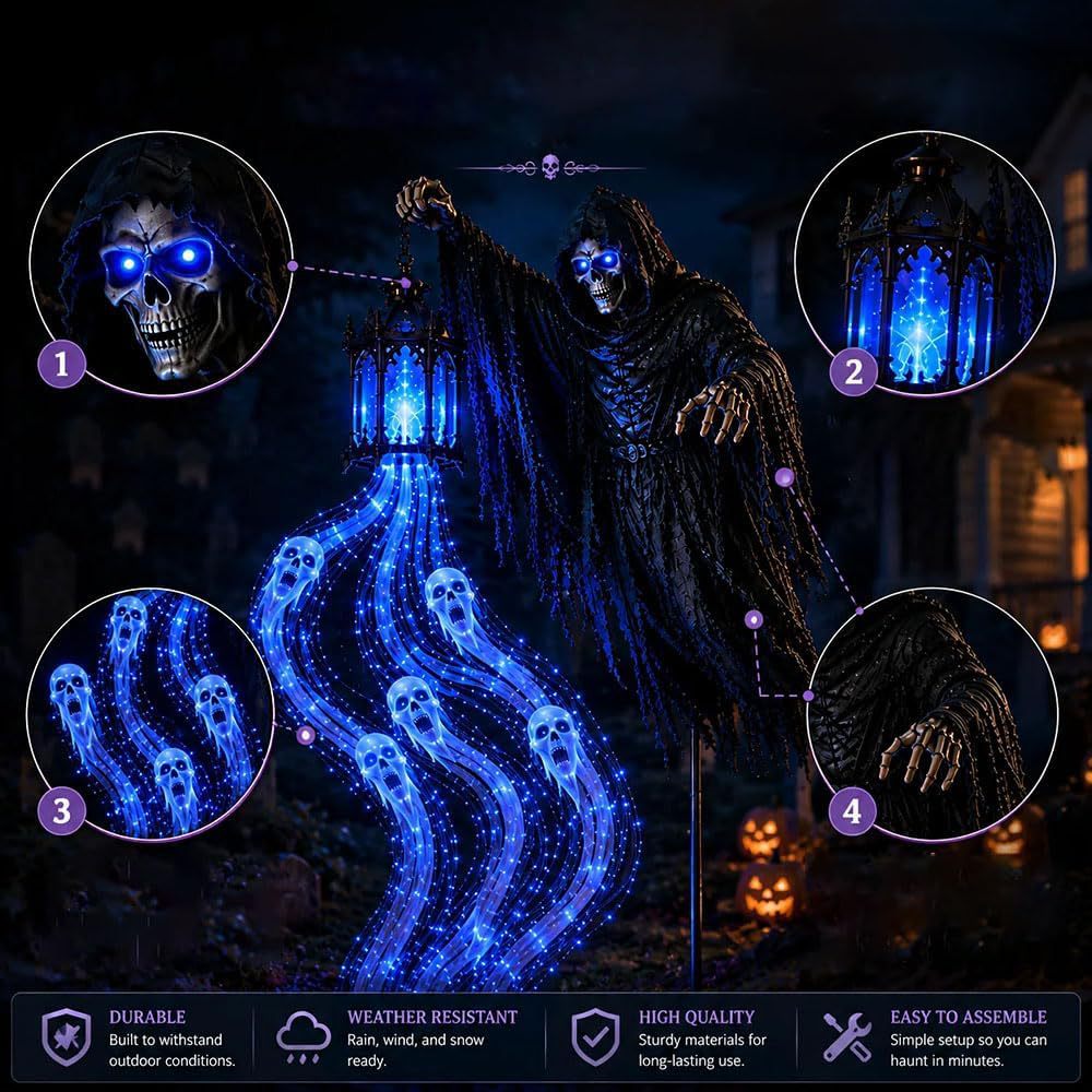 Halloween 75cm Grim Reaper Lantern for Garden Decor
