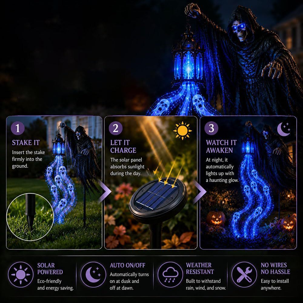 Halloween 75cm Grim Reaper Lantern for Garden Decor