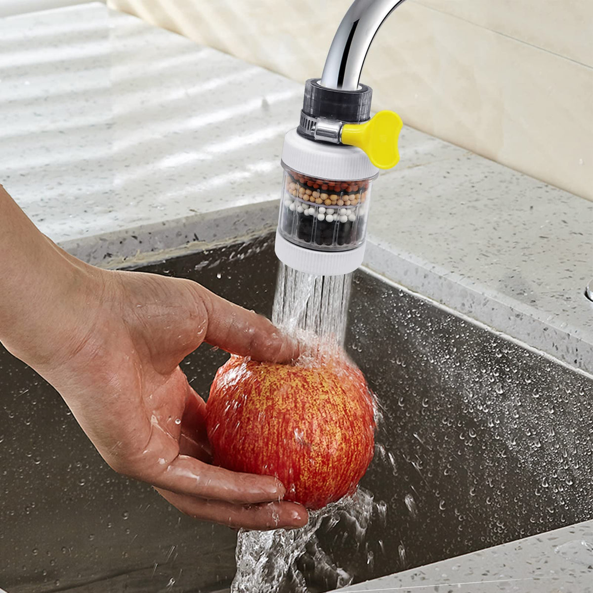 Universal Faucet Filter with Rotatable and Fixed Options