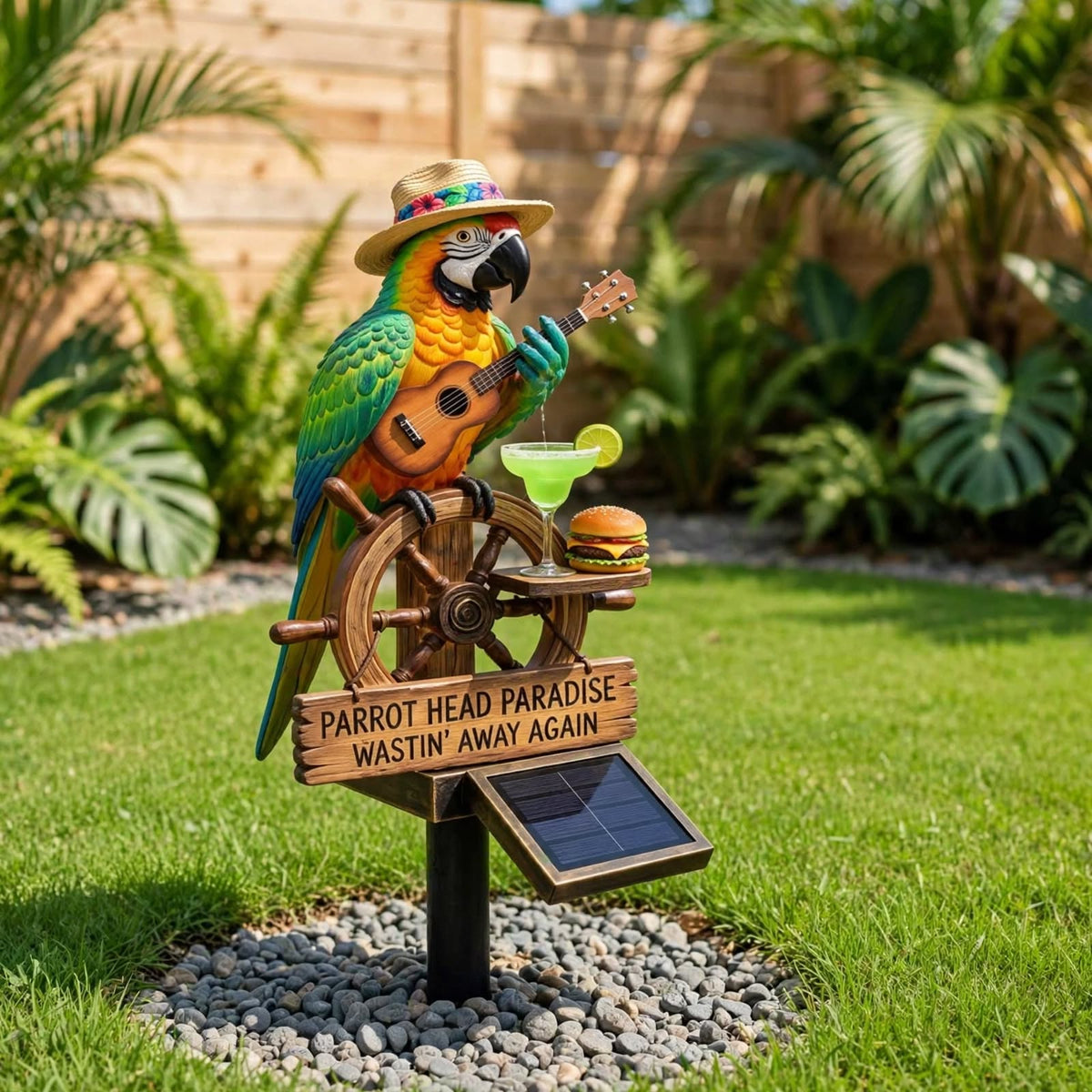 Lampe solaire perroquet, décoration tropicale