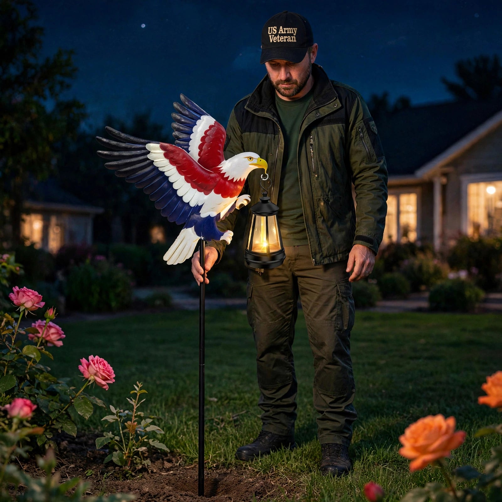 Solar Eagle Garden Stake Light | Patriotic Lawn Decor