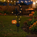 Lampe solaire de jardin Halloween en forme de chat noir et citrouille