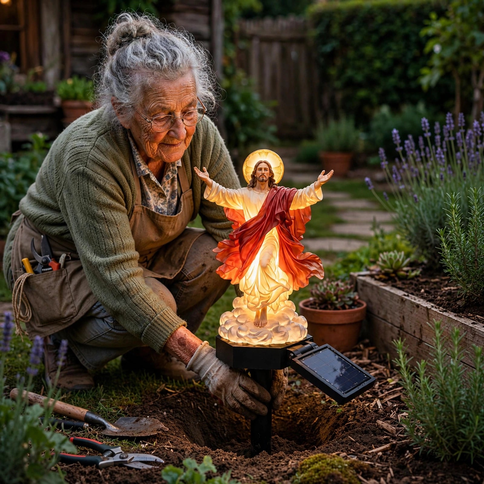 Solar Jesus Garden Statue - LED Outdoor Light