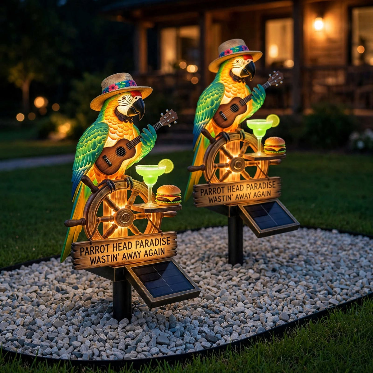 Lampe solaire perroquet, décoration tropicale