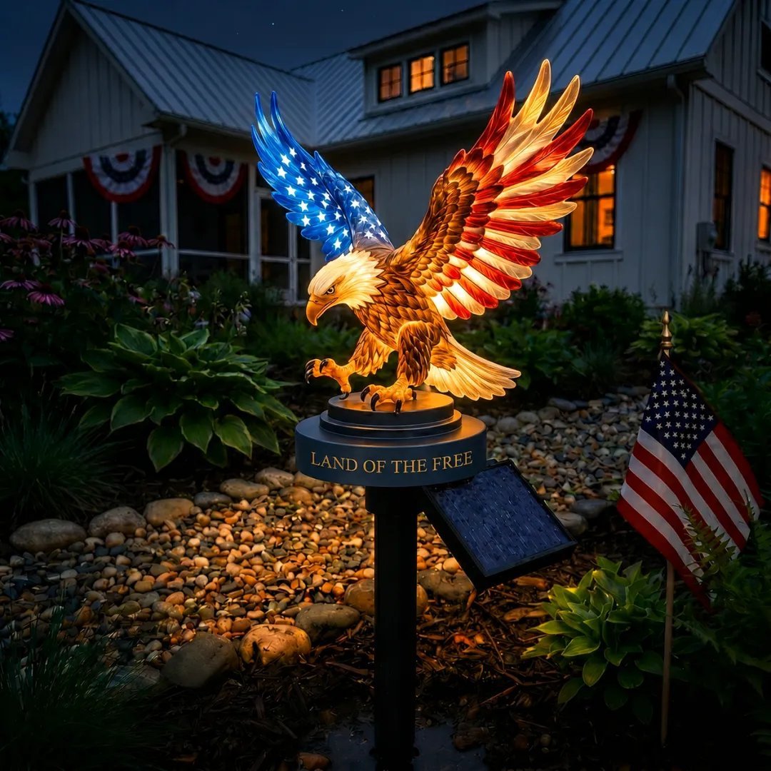 Solar Patriotic Bald Eagle Garden Stake Light