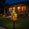 Statue de perroquet solaire de jardin avec lumière LED – Piquet d'oiseau tropical étanche pour extérieur